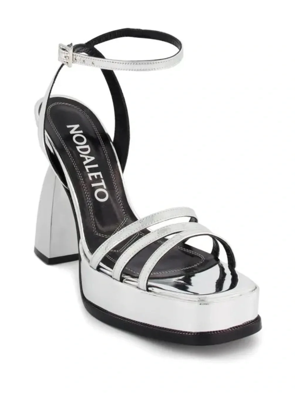 Nodaleto Angel F Metallic Silver Sandals Heels